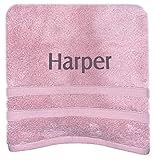 GAVENO Personalised Bath Hand Towels Sizes Embroidered Name (Pink, Bath Sheet)