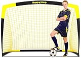 Happy Jump Football Goal Pop up Football Net Post for Garden Training 1 Pack (5'x3.6', Black+Yellow)