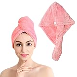 Shakeel Super Absorbent Microfiber Hair Towel Wrap - Quick Dry Hair Turbans, Anti-frizz, Pink