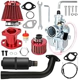 KUNYOS 212cc Carburetor VM22 Carb Exhaust Muffler Stage 2 Kit Replacement for Predator 224cc 196cc 200cc 6.5hp Engine Coleman CT200U BT200X Baja Warrior MB200 GX160 GX200 Mini Bike Go Kart Parts(Red)