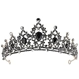 ZNDFTW Black Crown, Black Tiara Crystal Crown for Women’s, Handmade and Fashionable Princess Headband with Rhinestones, Ideal for Costume Wedding Prom Birthday Party Pageant