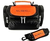 TGC New Hot Orange & Black Deluxe Shoulder Carry Case Bag for The Panasonic HX-WA30 Camcorder & Accessories - Cables - Charger - Batteries - Memory Card - Etc.