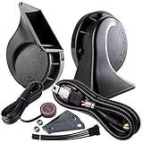 FARBIN Car Horns Kit with Button 12 V Truck Horn Loud Train Horn for Car Electric Air Horns (12 V, Snail Horn with Harness and Button)