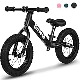 Hello-5ive 12" Balance Bike for 2, 3, 4, 5, 6 Year Old Boys and Girls, Lightweight Nylon Frame Toddler Training Bike No Pedal Bikes for Kids with Adjustable Seat and Air Tires (Black)
