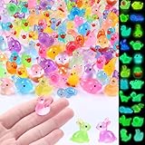 XIMISHOP 130PCS Mini Luminous Resin Animals，19 Styles Tiny Resin Animals Miniature Mini Little Small Plastic Animal Figures Glow in the Dark for Micro Landscape Fairy Aquarium Dollhouse Decor