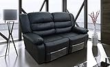 MNS Leather Recliner Sofa - 2 Seater Sofa - Black (2 Seater) - no cupholders