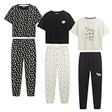 The Essentials Wardrobe 3PK Girls SS Long Pyjamas- Doodle - 10-11 Yrs