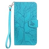 Aisenth for Samsung Galaxy A5 2017 Flip Case, The Tree of Life Embossed PU Leather Wallet Folio Case Magnetic shockproof Protective Cover with Stand function, Card Slots + 1 pcs Wrist Strap (Blue)