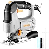 Electric Jigsaw Tool: DEKOPRO 550W Power Jig Saws Jigsaws Wood Cutter Machine, 6 Variable Speed 800-3000 SPM with LED, ±45°Bevel Cutting Cut Blades, with 8 PCS Sawblades for Wood, Metal, Plastic