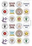 Northern Soul Various Circular Matt Paper Stickers A4 Sheet of 24 (Each Sticker is 45mm Diameter)