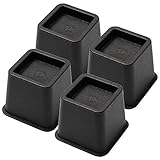 Bed Risers 3 Inch, Heavy Duty Square Furniture Frame Lift for Couch, Chair, Desk, Sofa and Bunk Bedpost, Set of 4, Black