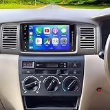 Android 14 Car Stereo for Toyota Corolla 2002-2007 w/Wireless Carplay Android Auto Head Unit 2 Din Car Radio 7 Inch HD Touch Screen GPS Sat Nav WiFi FM RDS Bluetooth SWC Mirror Link Backup Camera