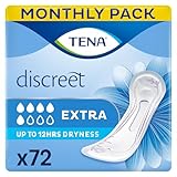 TENA Discreet Extra, 72 Incontinence Pads (12 x 6 packs) Individually Wrapped, for Women with Medium Bladder Weakness, Incontinence and Unpredictable Leaks