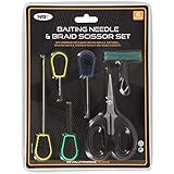 NGT Fishing Tackle 6 Tool Set - Braid Scissors & Baiting Tools PLUS knot Puller