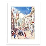 Wee Blue Coo PAINTING REGENT STREET 1937 CORONATION LONDON ENGLAND FRAMED PRINT F97X5008