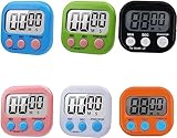 6 Pack Large Screen Digital Kitchen Timer, Magnetic Kitchen Timer,Loud Alarm Magnetic Back Count Up Countdown Timer with ON/Off Switch for,Cooking,Baking (Battery Included)
