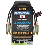 30 cm RCA Cable Pair - Made with Canare L-4E6S, Star Quad, Audio Interconnect Cable and Amphenol ACPR Die-Cast, Gold Plated RCA Connectors – Directional design for best performance