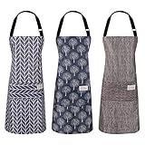 AKlamater 3 PCS Women Apron with Pockets Adjustable Cooking Aprons PVC Waterproof Kitchen Bib Apron for Kitchen Cooking Baking Household Cleaning