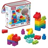 MEGA BLOKS Big Building Bag building set with 60 big and colorful building blocks, and 1 storage bag, toy gift set for ages 1 and up, DCH55
