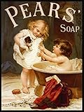 Pears Soap - Puppy Bath Time Vintage Poster Wall Art A3 & A4 Print