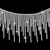 Rhinestone Fringe Trim, Sparkling Diamond Tassel Chain Fringe for DIY Clothing Decoration, Jeans, Jackets, Beaded Ribbon for Sewing, Wedding Dress, Belt, and Costume Customization (1 Yard)