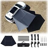 Car Awning Camping SUV Sun Shelter Waterproof Universal Tent Canopy Anti-UV for Van Campervan Caravan Truck Vehicle (Black)