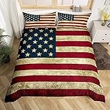 Homemissing American Flag Duvet Cover Set Usa Patriotic Bedding Set for Men Adults Soft Lightweight Comforter Cover Double Size