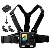 Waterproof Chest Mount, Harness, Strap, Compatible with Gopro Hero 13 12 11 10 9 8 7 6 5 4 3 / DJI, AKASO, Apeman, Apexcam & Most Action Cameras, Chest Strap +2 J-Hook, Thumbscrew & Storage Bag