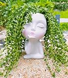 Plant Pot Succulent Planter Resin Head Planter Handcrafte Face Flower Pot for Pearls Plants Flying Kiss Face Planters Décor Gift Outdoor Indoor Planter for Home Office Garden 6CM Opening (White)