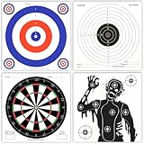 100 PAPER TARGETS (25 of each design) Air Gun Pistol Rifle Pellet 14x14cm 100gsm Paper Fun Shooting Gun Training Practice Airsoft Shooting Black/White (4 Designs)