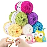 YINVA Crochet Yarn 6 Colors x 25g Acrylic Wool for Crochet & Knitting, Perfect for Beginners & Crafts