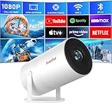 [Official Netflix & 16000L Electric Focus] Mini Projector – WiFi & Bluetooth, XuanPad 1080P Supported, Portable Projector with 210° Rotatable Stand, Auto Keystone, Dust Removal & Cooling Design