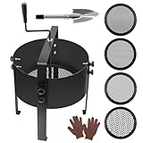 LIROPAU Rotary Garden Soil Sifter Compost Sieve, Garden Riddle Sieve, Garden Sieve for Soil and Stones, Soil Sieve with 4 Interchangeable Mesh Inserts (3/6/9/12 mm) for Gravel Compost Sand Grit Seed