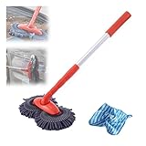Car Wash Brush with Long Handle,360° Rotating Double Brush Head Car Wash System, Telescopic Car Cleaning Brush for Easy Reach, Premium Car Washing Brush with Soft Bristles for Cars,SUVs Caravans
