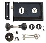 Rim Lock & Handle Set 6 x 4" Sashlock with Knobs - Black