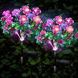 FWLWTWSS Solar Flower Lights Outdoor Garden - 2 Pack Rhododendron Solar Lights, Powered Waterproof with 21 Small Rhododendron Flowers, Garden Ornaments Outdoor (Purple)