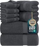 Utopia Towels 8 Piece Towel Set - 2 Bath Towels, 2 Hand Towels and 4 Washcloths Cotton Hotel Quality Super Soft and Highly Absorbent (Gray)