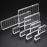 9 Pcs Acrylic Stamp Blocks, Clear Stamping Blocks, Transparent Acrylic Stamps Stamping Blocks Tools with Grid Lines for Scrapbooking Crafts Making, DIY Ornaments - Square