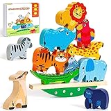 Montessori Toys for 1 2 Year Old Girl Gifts, Wooden Animal Stacking Toys for Toddlers, Learning Building Blocks Toys for Girls Age 1 2 3, Birthday Gifts for 1 2 3 Year Old Girls Boys Presents
