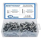BESTYCHAO 100pcs 2 Sizes Zinc Drywall Anchors Self Drilling Hollow Wall Anchors with Screws Assortment Kit, Mental Self-Drill Anchors for Plasterboard Fixing