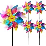 Reflective Bird Scarer Windmill,Windmills Scare Birds pigeons deterrent,Colorful Rainbow Pinwheel wind spinners for protection of garden crops, fruits, flowers, lawns (5Pcs-B)