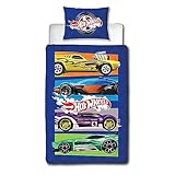 Hot Wheels Officially Licensed Beast Design Single Duvet Cover Set | Reversible 2 Sided Cars Bedding Including Matching Pillow Case | Perfect For Kids Bedroom | Polycotton, Blue