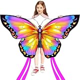 HONBO Butterfly Kites for Kids & Adults,55" x 28" Large Beginner Kite for Kids Ages 4-8,Easy to Fly for Beginners, Each Kite with 300ft Line Handle,Beach Kites for Outdoor Activities & Family Trip