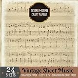 Vintage Sheet Music Scrapbook Paper Double-sided for Scrapbooking Craft: 24 Printed Music Sheets for Papercrafts, Album Scrapbook Cards, Decorative ... Collage Sheets, Antique Old Printed Design