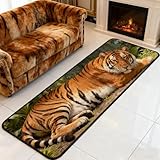 Animal Rugs with Tiger Print Rug, Cute Cat Dog Area Carpet for Bedroom Décor, Non-Slip Low Pile Indoor Floor Carpets for Living Room Laundry Room Kitchen Home Office (2' 8" x 6' 7", Tiger)