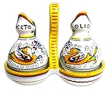 Gute Deruta Italy by | Raffaellesco Oil & Vinegar Set | Handcrafted & Handpainted Italian Ceramics | Authentic Italian Pottery Handmade in Deruta, Italy