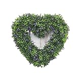 Artificial Lavender Heart Wreath – Heart Shaped Silk Lavender Flower Wreath for All Seasons UV Resistant Indoor Outdoor Front Door Wall Hanging Décor 42x42cm with 30cm Hanging Chain
