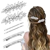6 PCS Diamante Hair Clips for Women, Wedding Hair Accessories Sparkly Rhinestone Silver Hair Clips for Women Girls Bridesmaid Wedding Party Birthday Prom Gift Headwear Styling Tools