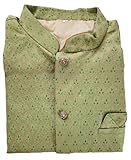 Estationeryhouse Men's Indian Pakistani Silk Waistcoat, Modi Jacket, Nehru Style, Fancy Koti, Ethnic Outfit, Brocade Material (UK, Numeric, 46, Regular, Regular, Mehndi Green)