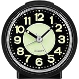 Jcobay Analogue Alarm Clock Simple Alarm Clocks Bedside Non Ticking Battery Powered Luminous Silent Clock with Snooze Light Glow in the Dark Table Clocks for Bedrooms Heavy Sleepers Desk Office Travel